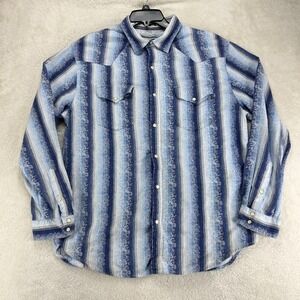 The Territory Ahead Western Button Up Shirt Mens XL Blue White Striped Classic